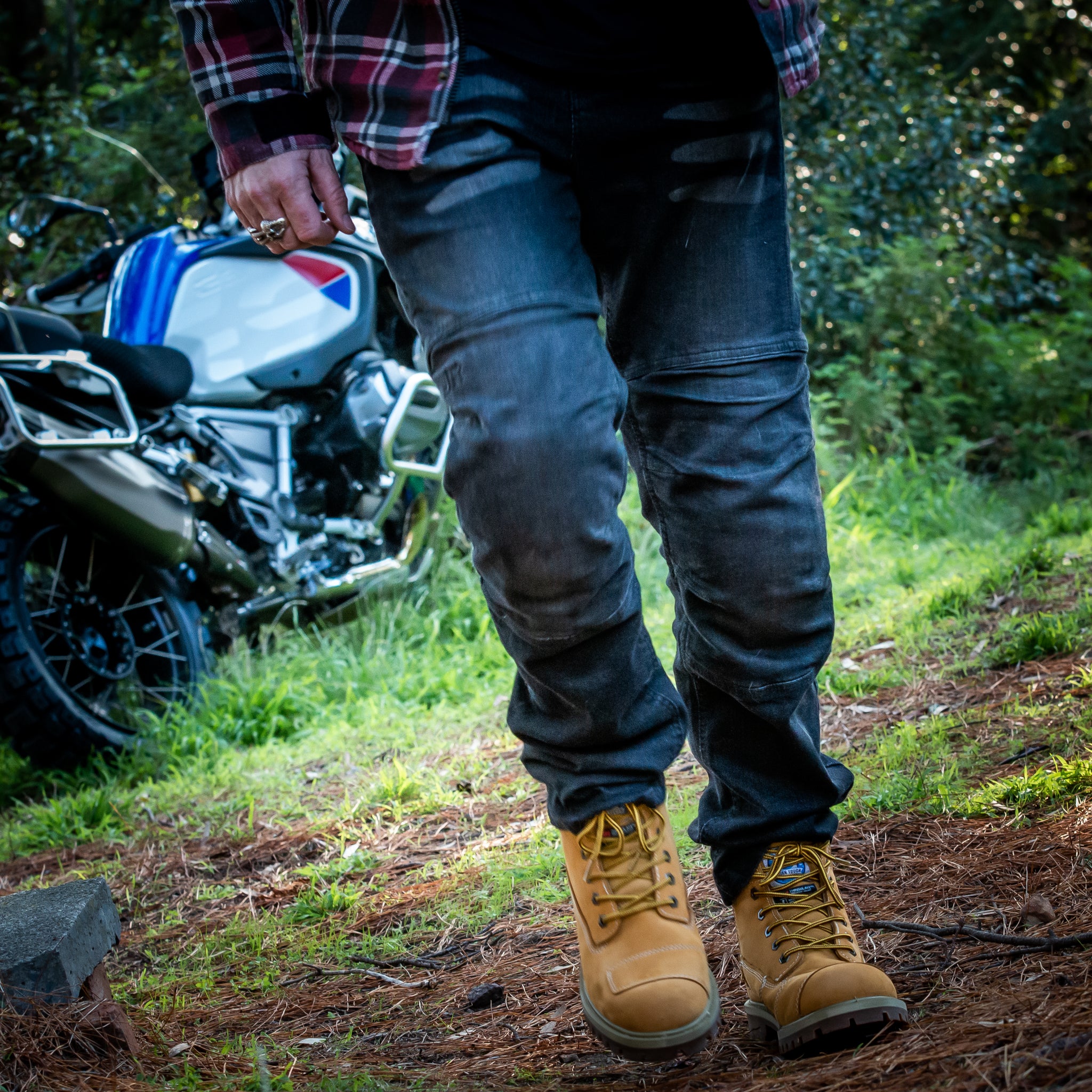 Men's Biker Distressed Protective Jeans