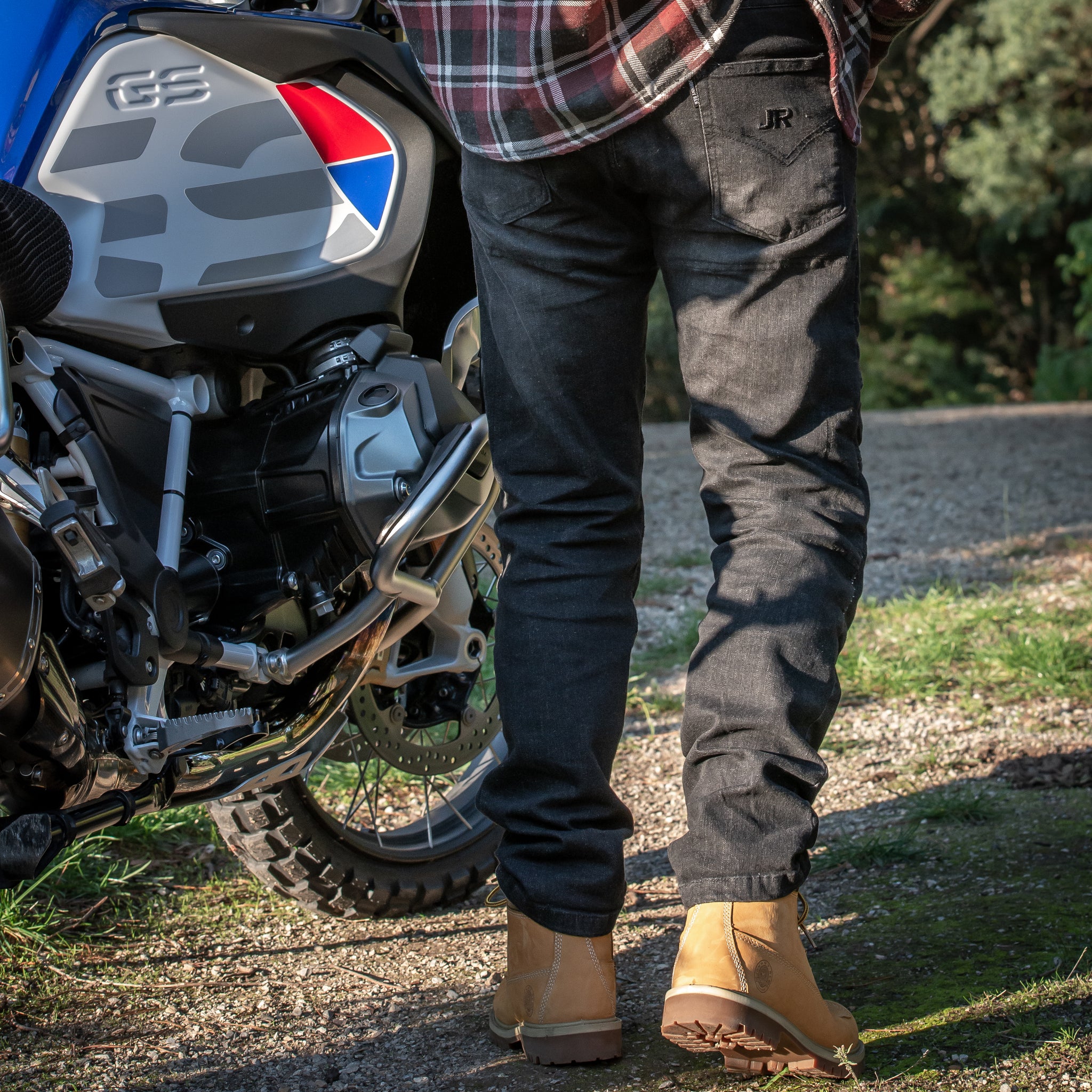 Men's Biker Distressed Protective Jeans