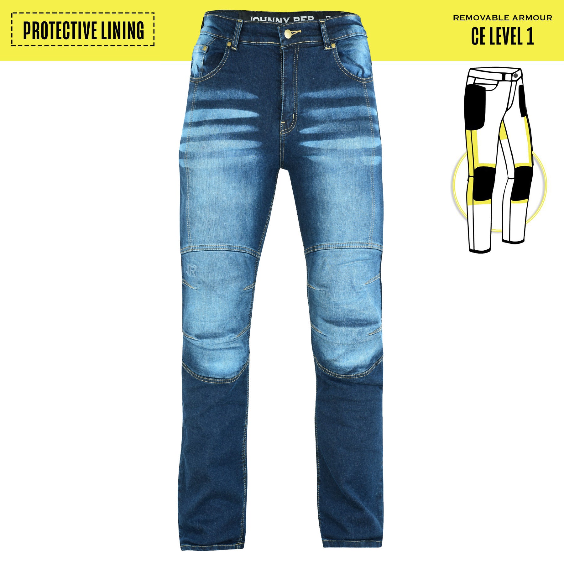 Men's Biker Distressed Protective Jeans